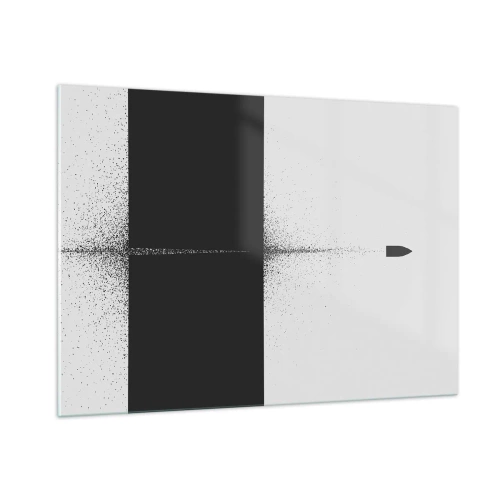 Cuadro sobre vidrio - Impresiones sobre Vidrio - Una composición abstracta en blanco y negro con una línea dinámica. - 100x70cm - Directa al objetivo - Decoración de pared moderna para salón y dormitorio ARTTOR