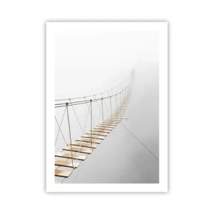 Póster - Un puente colgante ahogado en la niebla - 50x70cm - ¿Adónde le llevará? - Decoración de pared moderna para salón y dormitorio ARTTOR