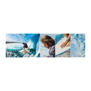 Muestra de fotomural Premium Sand - Bailando con las olas - Deporte, Surf, Tabla de surf - 100x30 cm