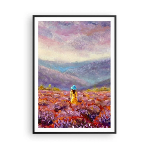 Póster en marco negro - En un mundo de lavanda - 70x100 cm