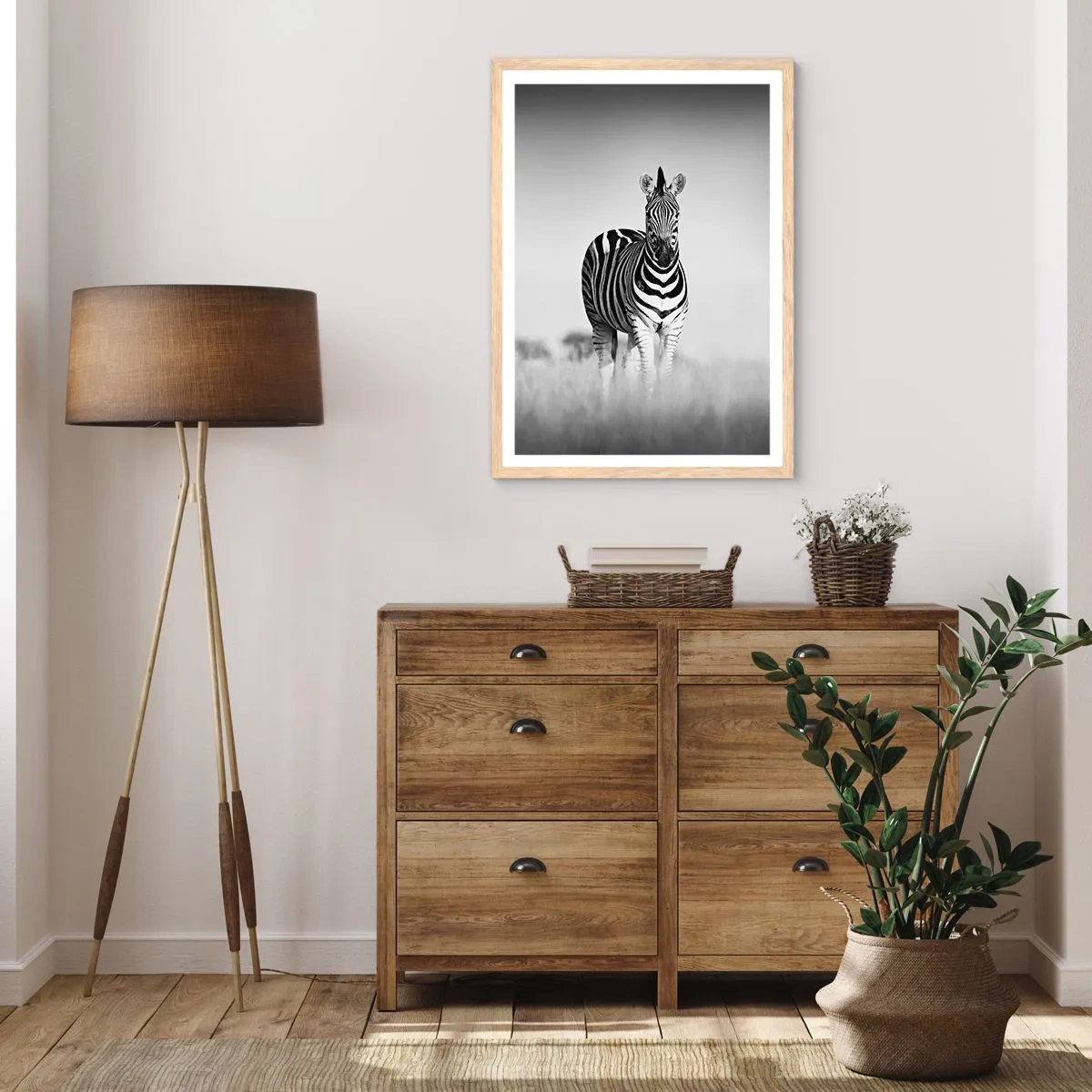 Póster en marco roble claro - Resulta que el mundo es blanco y negro - 50x70 cm