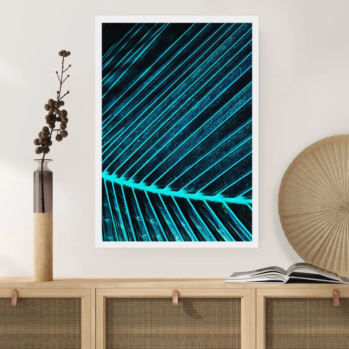 Póster - Estructura abstracta de hojas en colores neón - 50x70cm - La textura del verde - Decoración de pared moderna para salón y dormitorio ARTTOR