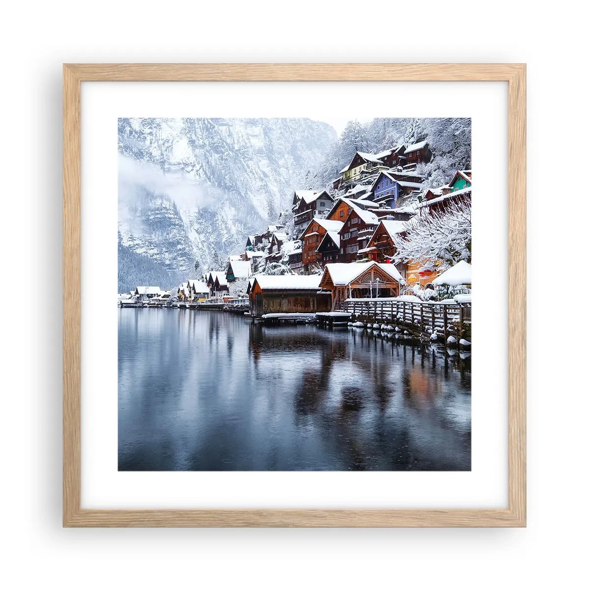 Póster en marco roble claro - En un decorado de invierno - 40x40 cm