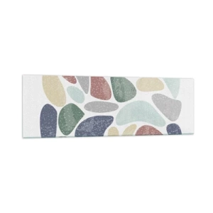 Cuadro sobre vidrio - Impresiones sobre Vidrio - Formas orgánicas coloridas sobre un fondo blanco - 160x50cm - Mosaico de colores empolvados - Decoración de pared moderna para salón y dormitorio ARTTOR