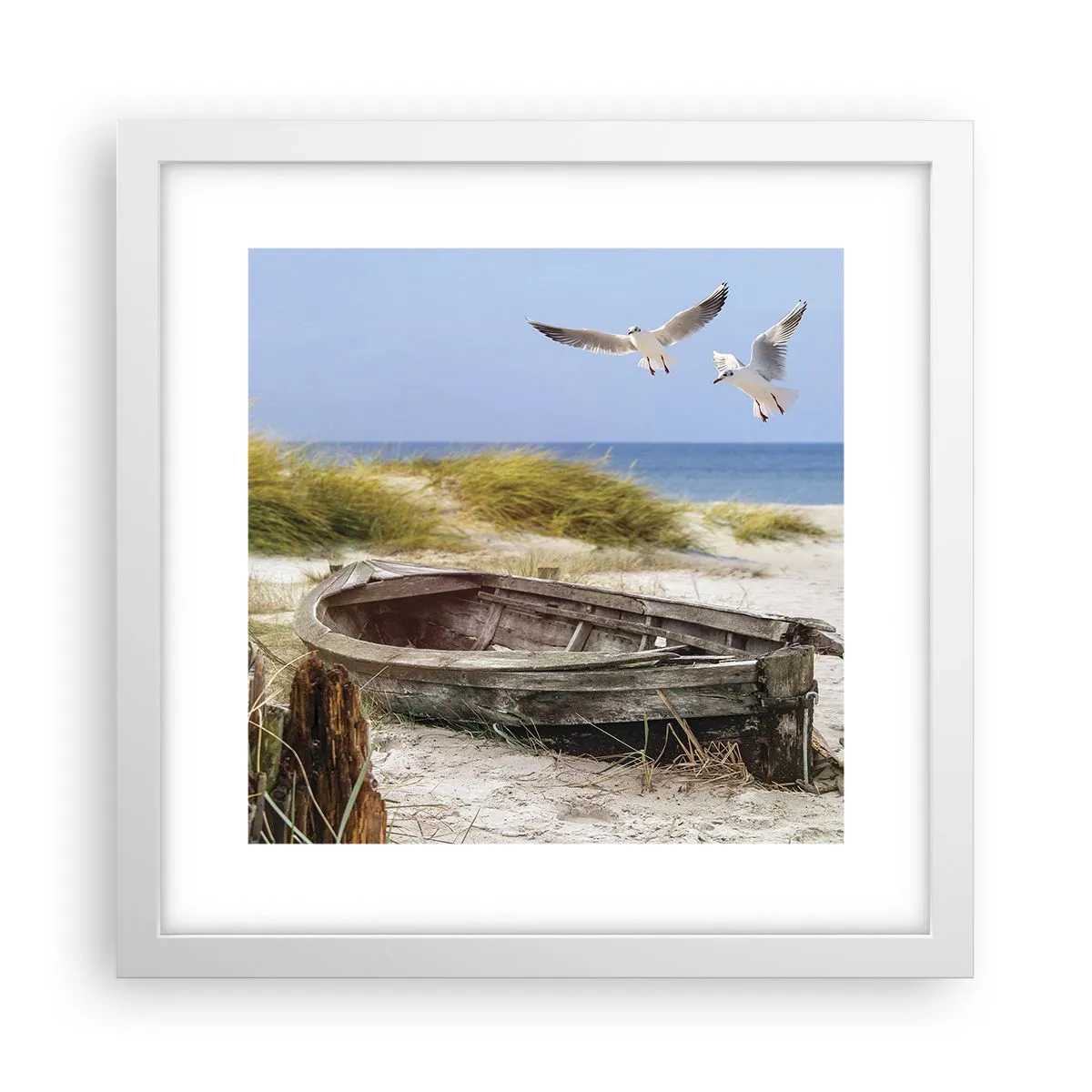 Póster en marco blanco - Bañada por el viento - 30x30 cm