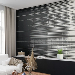 Fotomural Premium Canvas - Ondas y vibraciones - En blanco y negro, Códigos de barras, Líneas - 350x256 cm