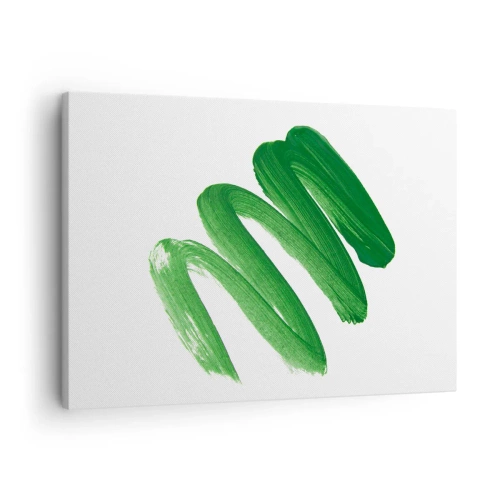 Cuadro sobre lienzo - Impresión de Imagen - Trazo de pincel abstracto verde sobre fondo blanco - 70x50cm - Una broma verde - Decoración de pared moderna para salón y dormitorio ARTTOR