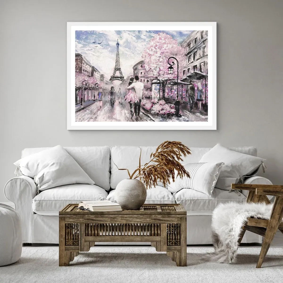 Póster en marco blanco - La ciudad del amor - 100x70 cm