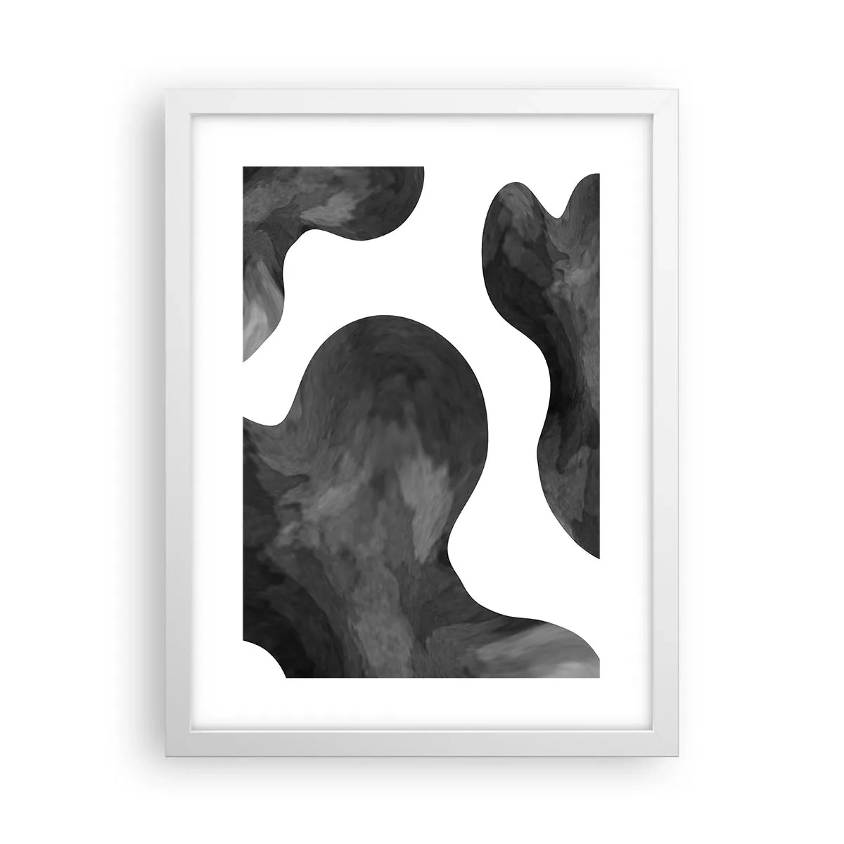 Póster en marco blanco - El blanco fluye sobre el negro - 30x40 cm