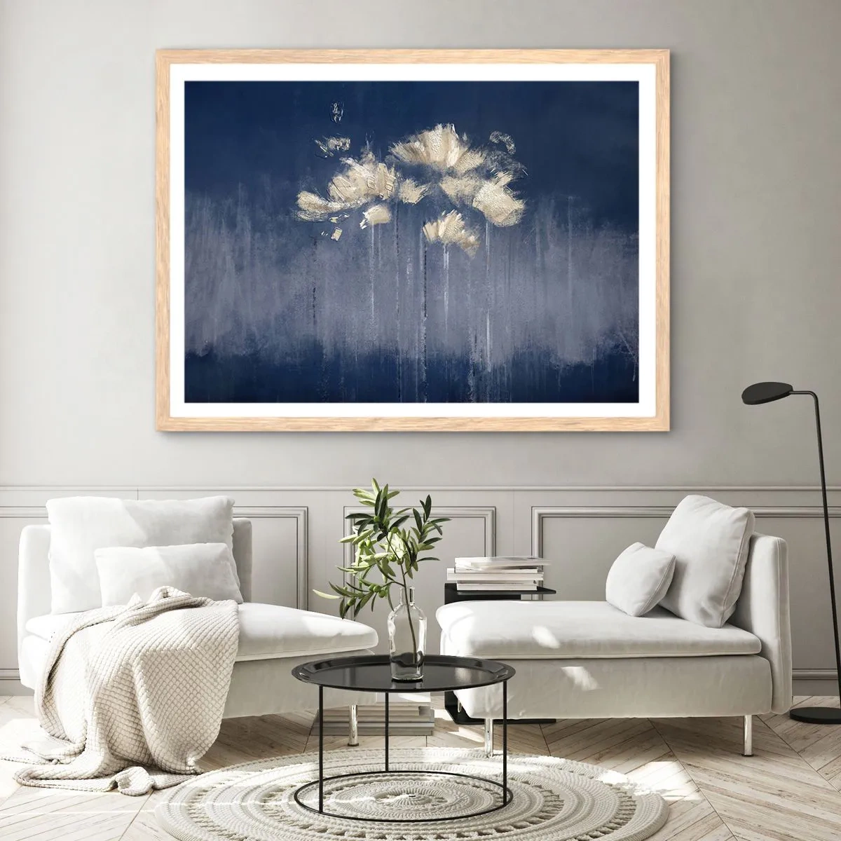 Póster en marco roble claro - Como pétalos al viento - 70x50 cm