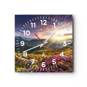 Reloj de pared - Reloj de vidrio - La frescura de una mañana de montaña - 40x40 cm