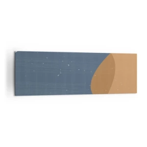 Cuadro sobre lienzo - Impresión de Imagen - Una composición geométrica minimalista en tonos azules y naranjas. - 160x50cm - Óvalos e influencias - Decoración de pared moderna para salón y dormitorio ARTTOR