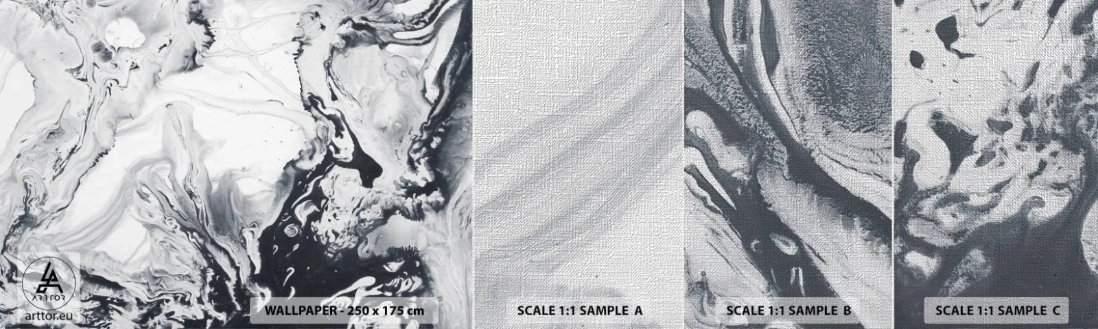 Muestra de fotomural Premium Canvas - Dentro de la Tierra - Abstracción, Pedazo, En blanco y negro - 100x30 cm