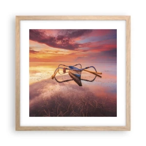 Póster en marco roble claro - Calma de una tarde tropical - 40x40 cm