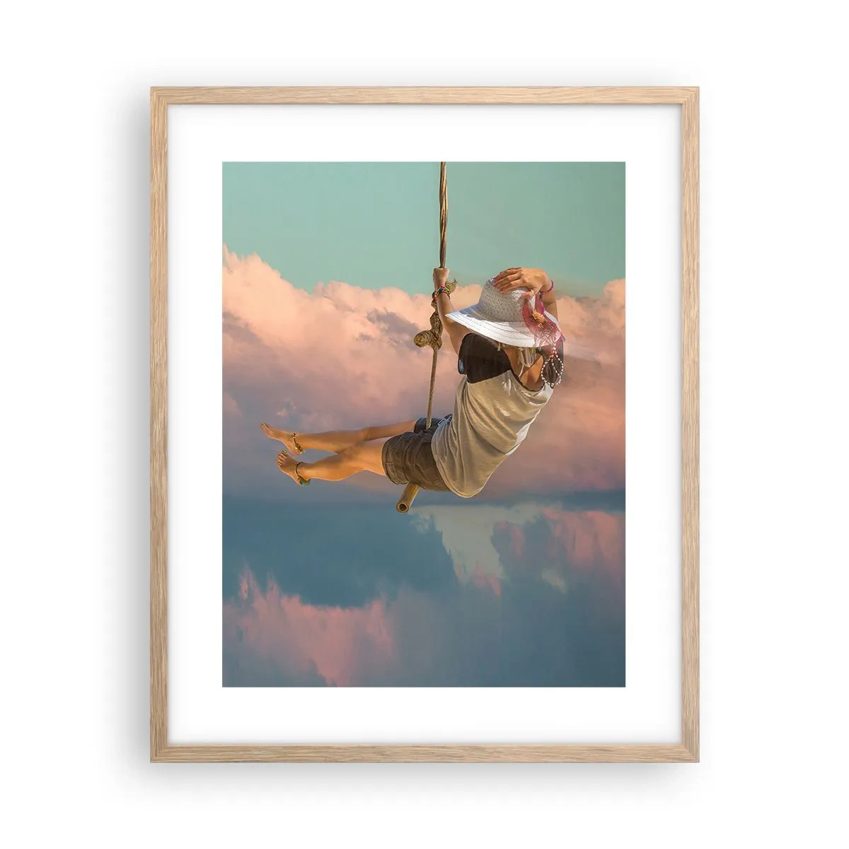 Póster en marco roble claro - Jugando en las nubes - 40x50 cm
