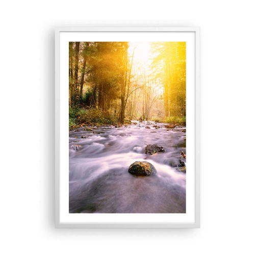 Póster en marco blanco - Malaquita en un marco de plata y oro - 50x70 cm