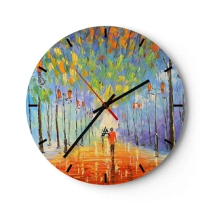 Reloj de pared - Reloj de vidrio - La canción nocturna de la lluvia - 40x40 cm