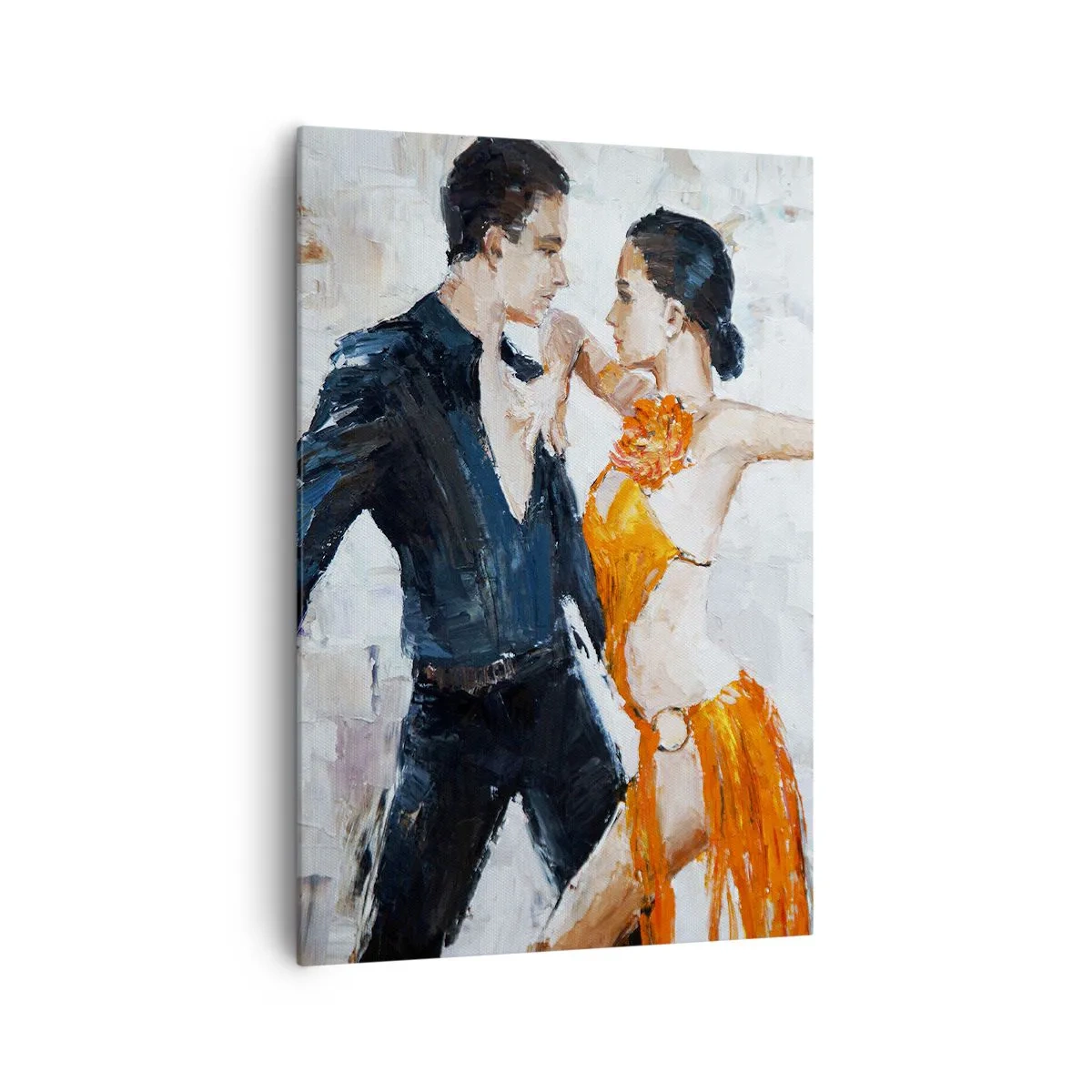 Cuadro sobre lienzo - Impresión de Imagen - Una pareja dinámica bailando al estilo latinoamericano. - 70x100cm - Dirty dancing - Decoración de pared moderna para salón y dormitorio ARTTOR