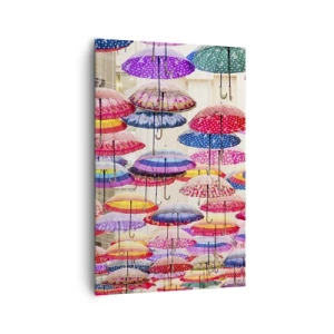 Cuadro sobre lienzo - Impresión de Imagen - Paraguas de colores suspendidos en el aire - 80x120cm - Pradera urbana - Decoración de pared moderna para salón y dormitorio ARTTOR