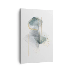 Cuadro sobre lienzo - Impresión de Imagen - Una composición abstracta en tonos turquesa y dorado. - 80x120cm - Sobre la relación entre el gris y el oro - Decoración de pared moderna para salón y dormitorio ARTTOR