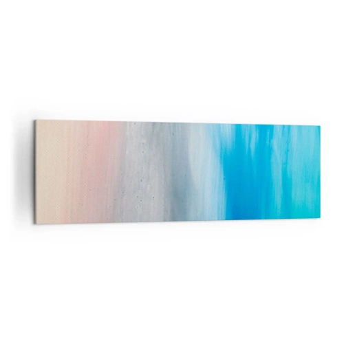 Cuadro sobre lienzo - Impresión de Imagen - Pinceladas abstractas en tonos azules y rosas - 160x50cm - Elementos: aire - Decoración de pared moderna para salón y dormitorio ARTTOR