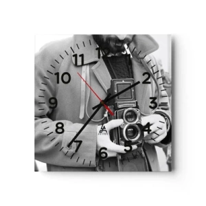 Reloj de pared - Reloj de vidrio - En estilo retro - 40x40 cm