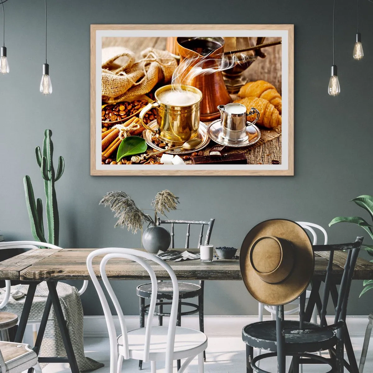 Póster en marco roble claro - Que tengas un buen día - 70x50 cm