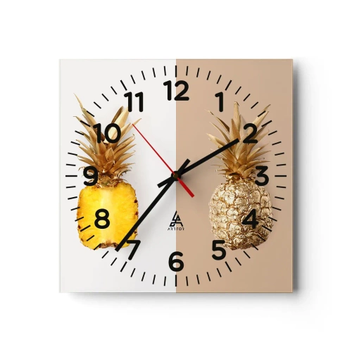 Reloj de pared - Reloj de vidrio - Piña y media - 30x30 cm