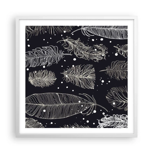 Póster en marco blanco - Encaje de plumas - 60x60 cm
