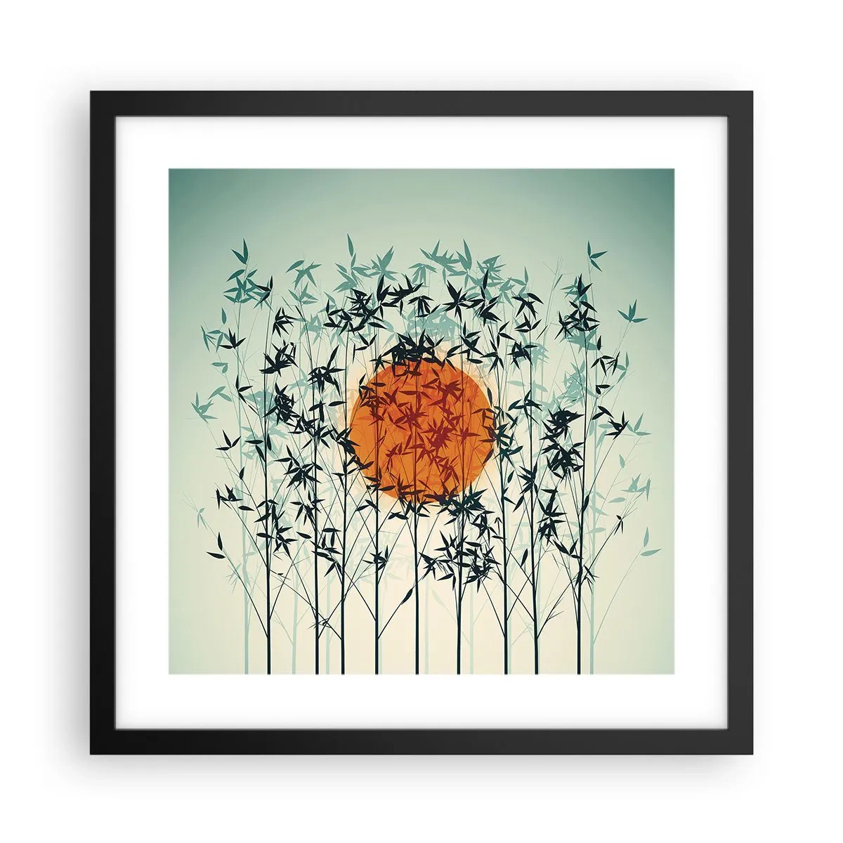 Póster en marco negro - El sol de Japón - 40x40 cm