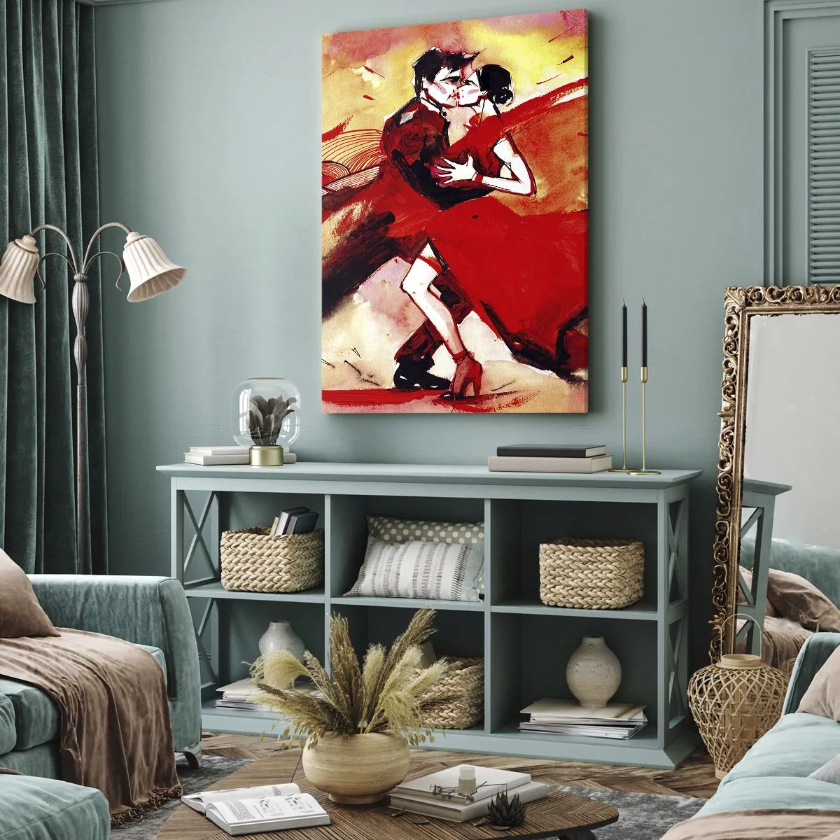 Cuadro sobre lienzo - Impresión de Imagen - Ritmo púrpura de la pasión - 45x80 cm