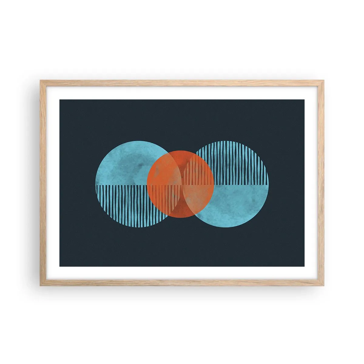 Póster en marco roble claro - Composición simétrica - 70x50 cm