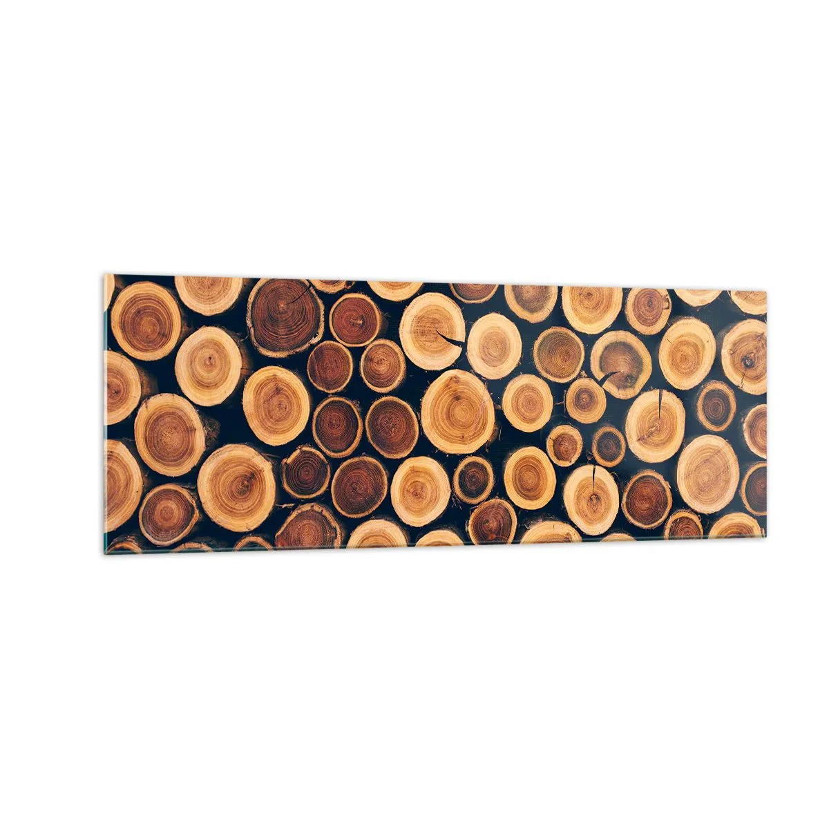 Cuadro sobre vidrio - Impresiones sobre Vidrio - Patrón elaborado a partir de secciones transversales de troncos de madera. - 140x50cm - ¿Qué edad tengo? - Decoración de pared moderna para salón y dormitorio ARTTOR