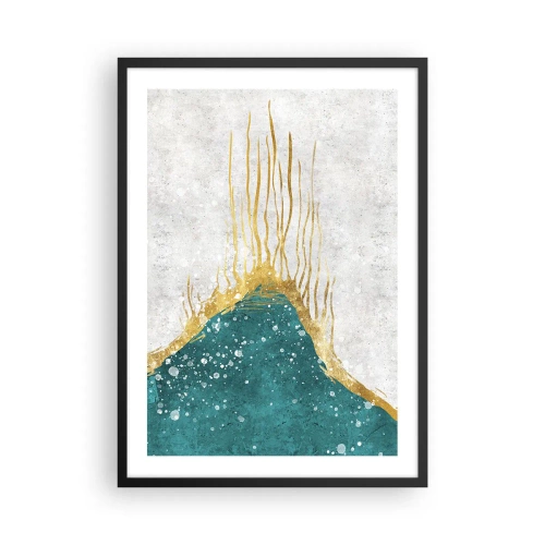 Póster en marco negro - Composición abstracta de oro y azul - 50x70cm - Marea dorada - Decoración de pared moderna para salón y dormitorio ARTTOR