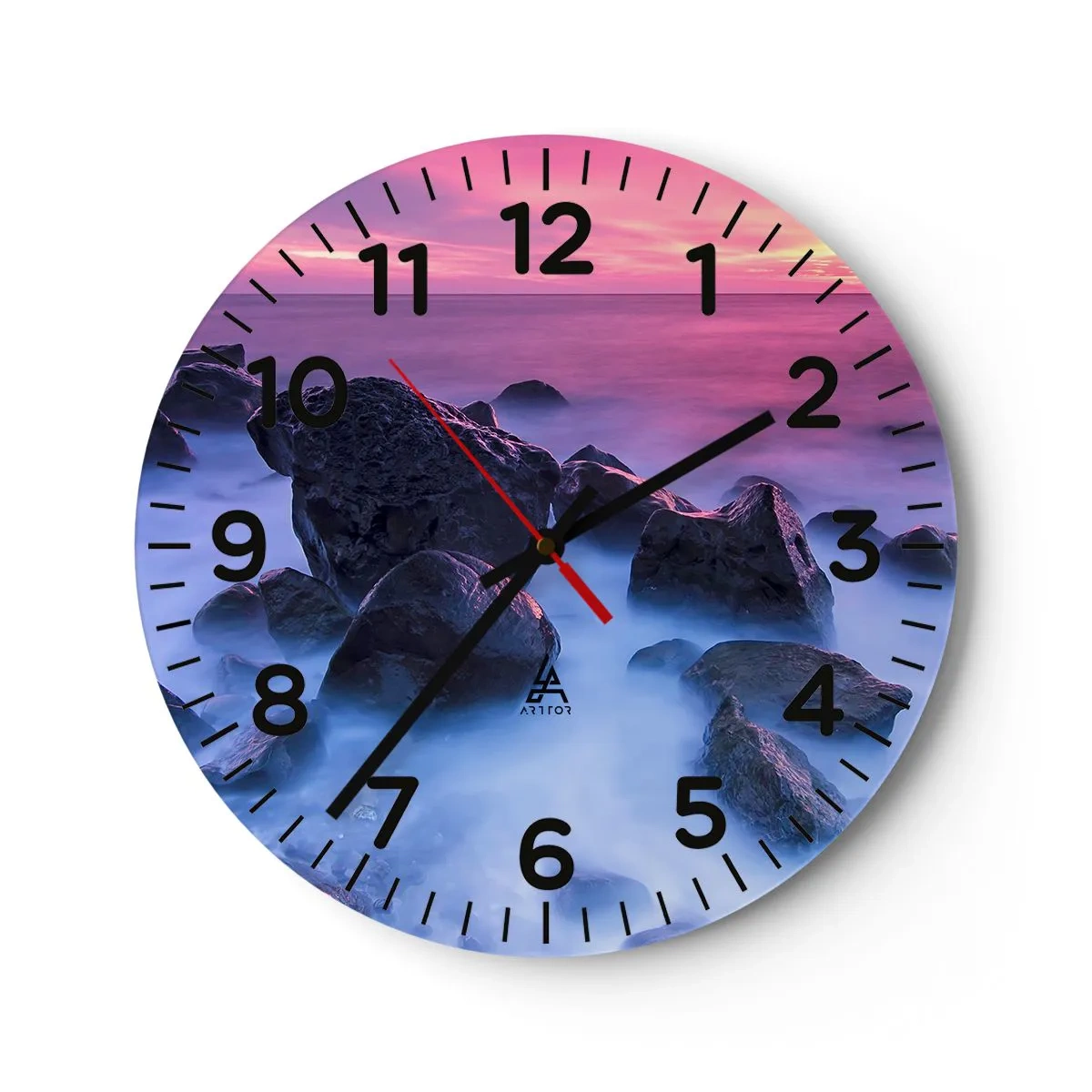 Reloj de pared - Reloj de vidrio - Nacimiento en la luz y la niebla - 30x30 cm