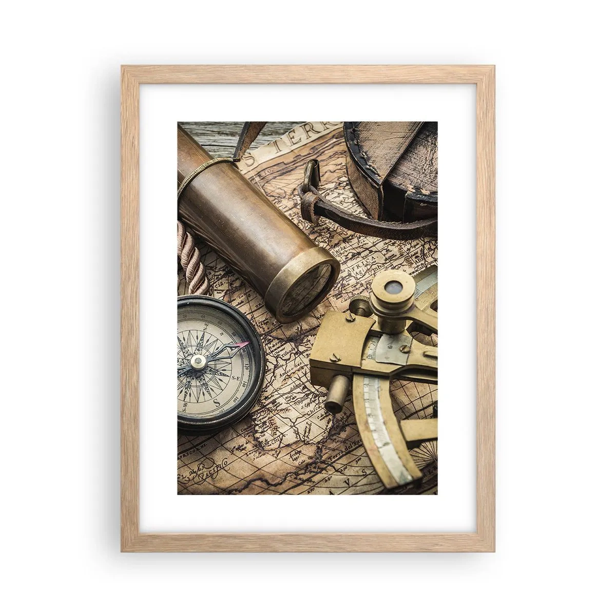 Póster en marco roble claro - Establecer un rumbo - 30x40 cm