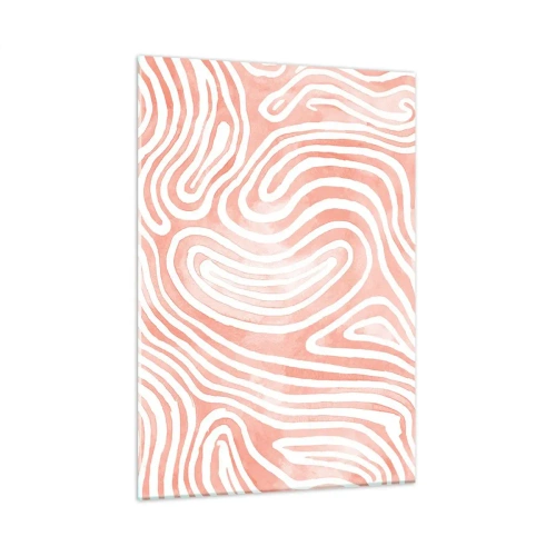 Cuadro sobre vidrio - Impresiones sobre Vidrio - Patrón abstracto en tonos blancos y corales. - 50x70cm - En un laberinto de coral - Decoración de pared moderna para salón y dormitorio ARTTOR