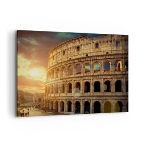 Cuadro sobre lienzo - Impresión de Imagen - El Coliseo de Roma al atardecer - 100x70cm - Una impresión colosal - Decoración de pared moderna para salón y dormitorio ARTTOR