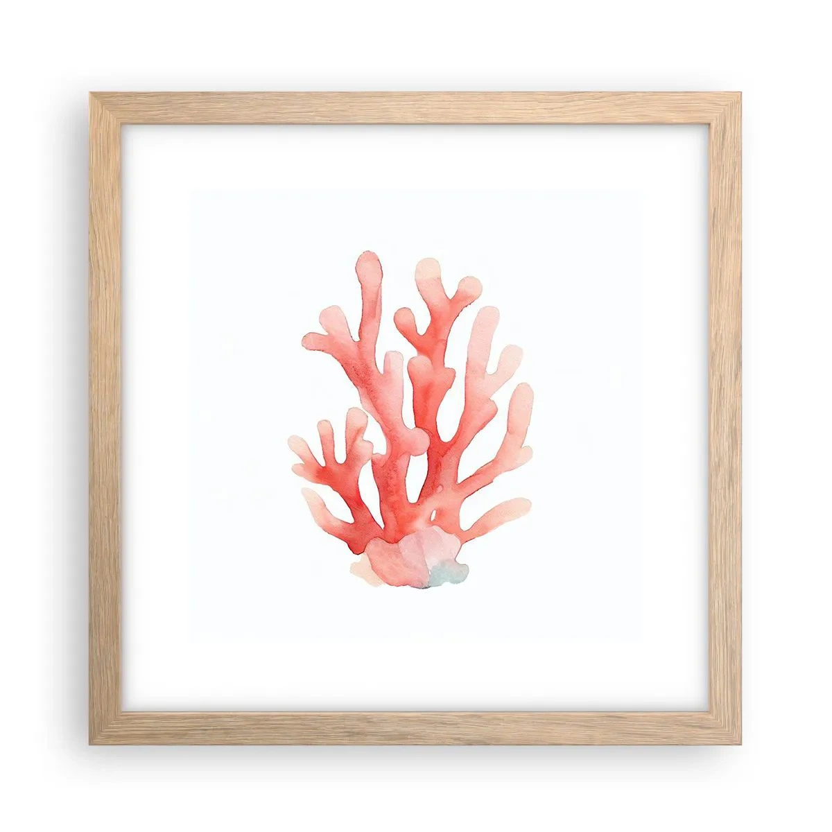 Póster en marco roble claro - La hermosura del color coral - 30x30 cm