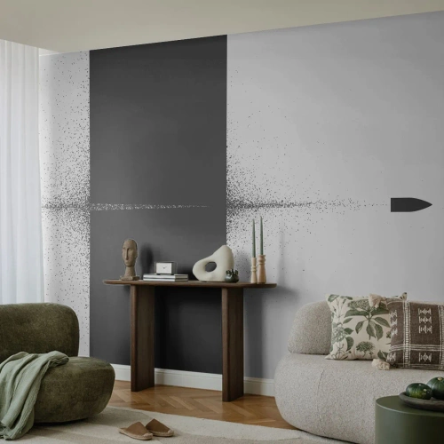 Fotomural Autadhesivo Deluxe Sticker - Directa al objetivo - Bala, En blanco y negro, Abstracción - 350x256 cm