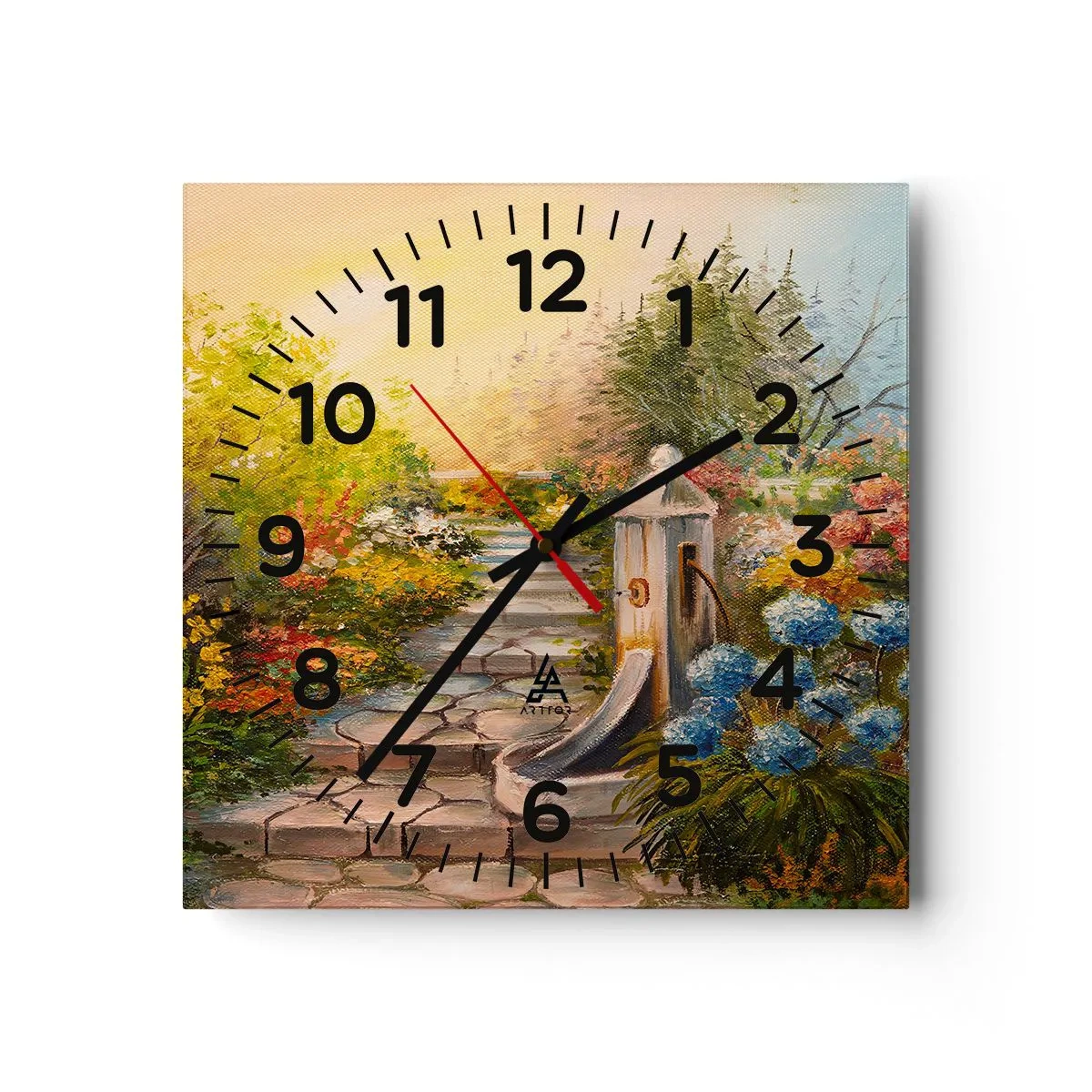 Reloj de pared - Reloj de vidrio - En plena floración - 40x40 cm