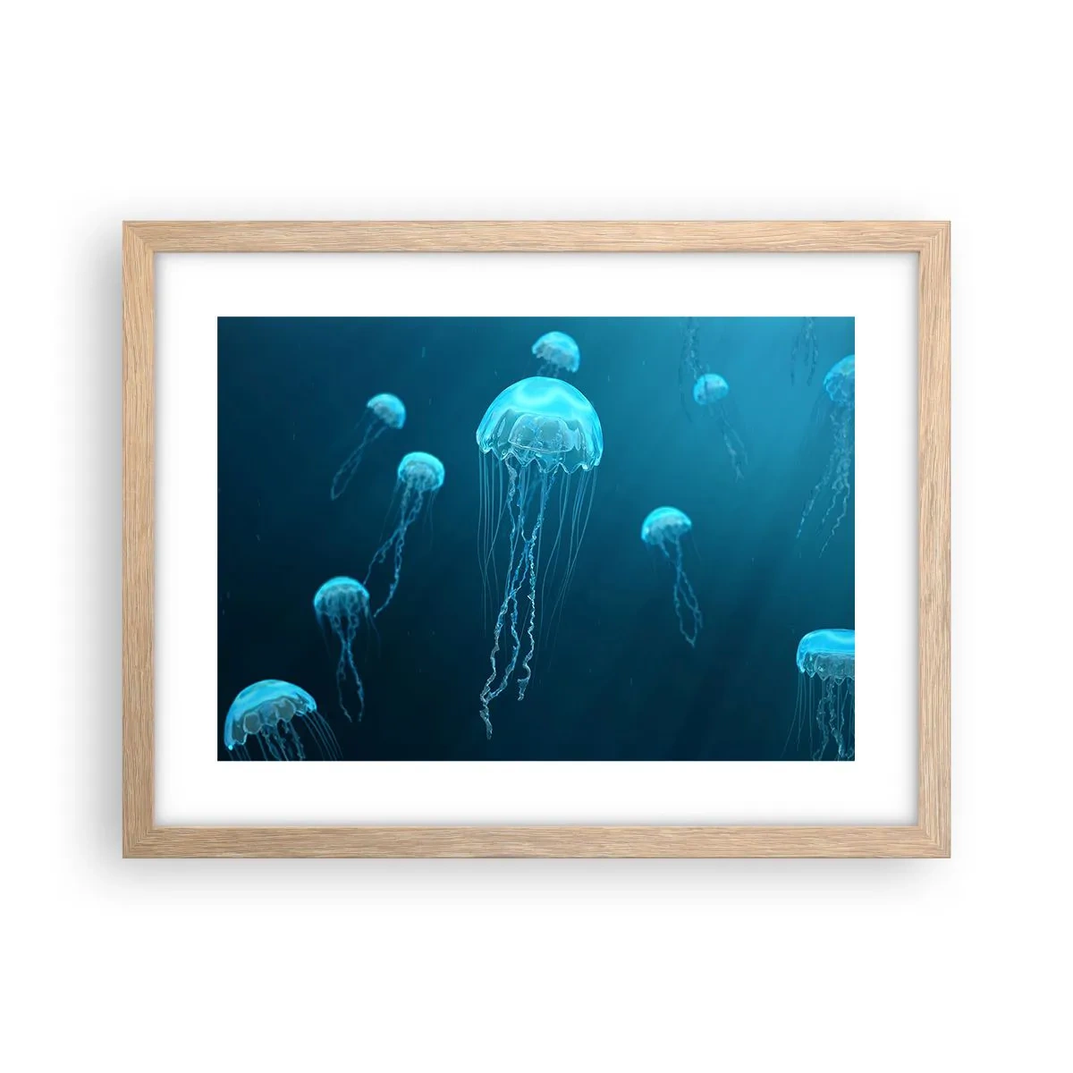Póster en marco roble claro - Danza oceánica - 40x30 cm