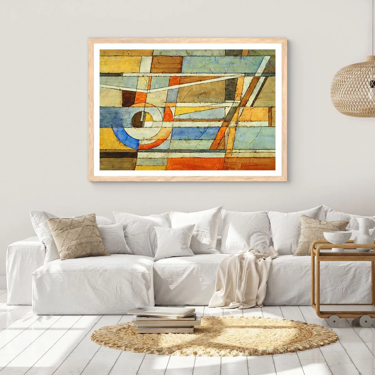 Póster en marco roble claro - Cubismo en una obra - 91x61 cm