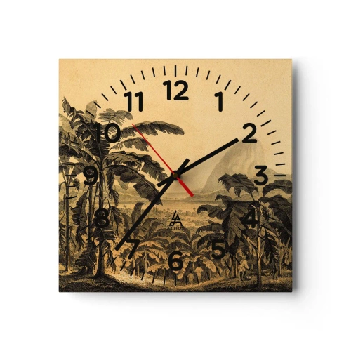 Reloj de pared - Reloj de vidrio - En un ambiente colonial - 40x40 cm