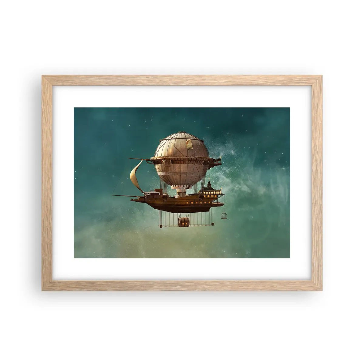 Póster en marco roble claro - Julio Verne saluda - 40x30 cm