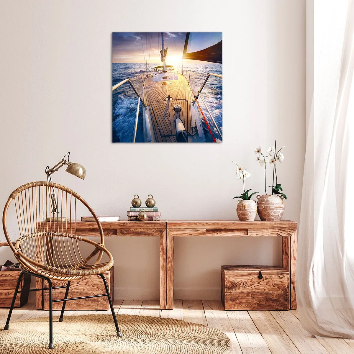 Cuadro sobre lienzo - Impresión de Imagen - Corriendo sobre las olas - 60x60 cm