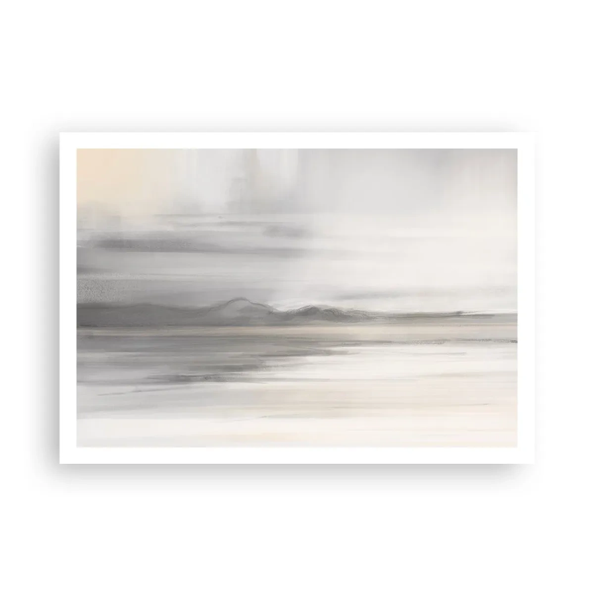 Póster - Un paisaje sutil en tonos grises y beige. - 100x70cm - Una distancia reflexiva - Decoración de pared moderna para salón y dormitorio ARTTOR
