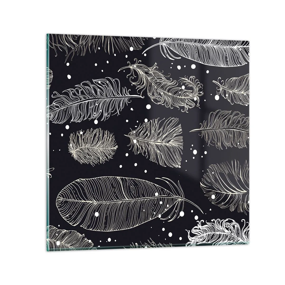 Cuadro sobre vidrio - Impresiones sobre Vidrio - Encaje de plumas - 60x60 cm