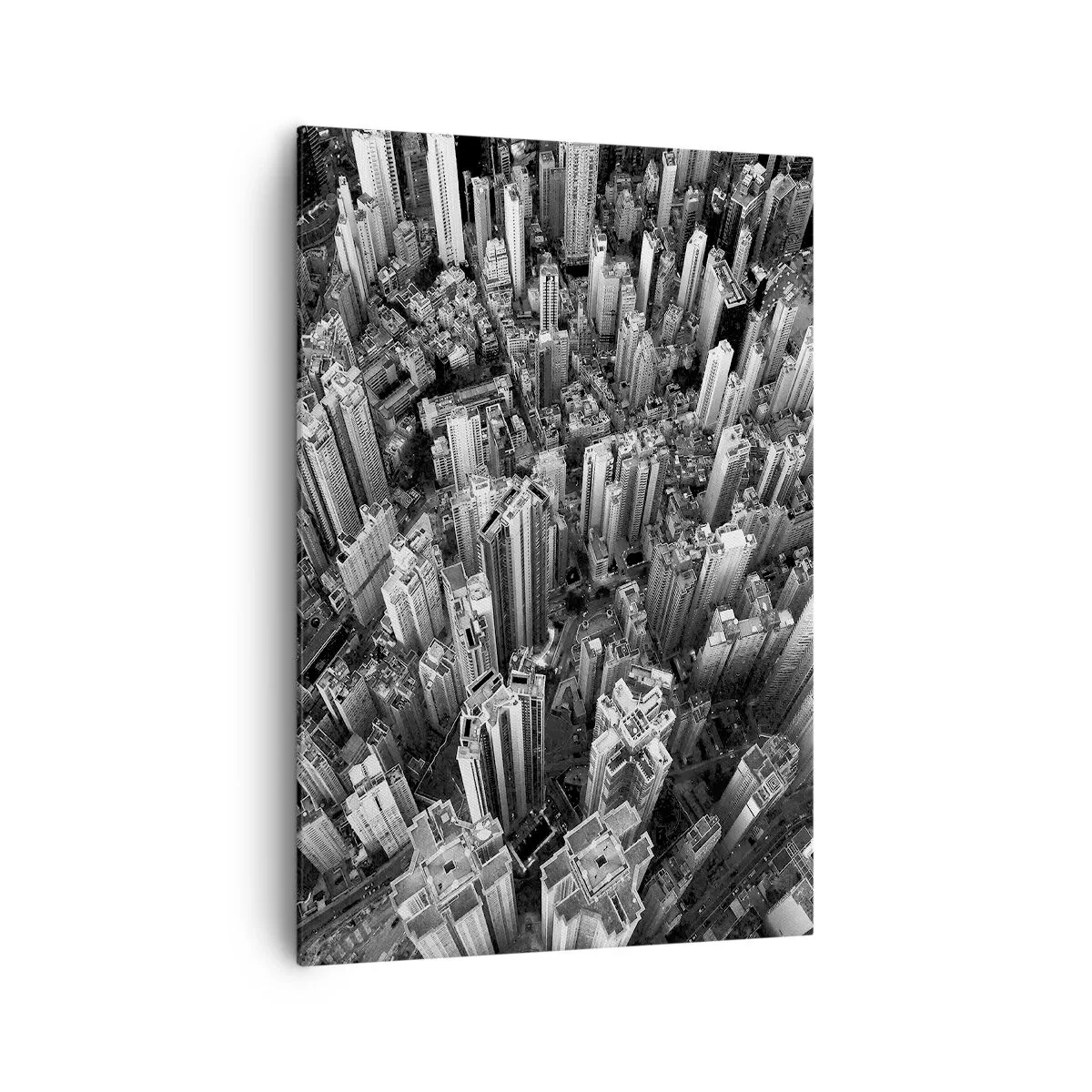 Cuadro sobre lienzo - Impresión de Imagen - Vista aérea de la ciudad en blanco y negro - 70x100cm - Cada vez más alto - Decoración de pared moderna para salón y dormitorio ARTTOR