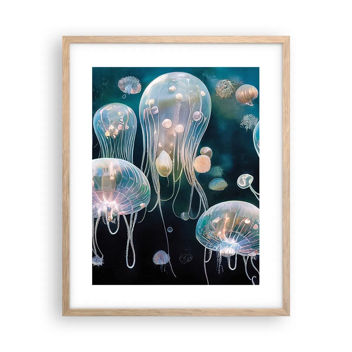 Póster en marco roble claro - Globos submarinos - 40x50 cm